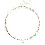JEMUALE Gargantilla con inicial para mujer, con cuentas, chapado en oro de 14 quilates, joyería simple, Adjustable, up to 18 inches, Acrílico, Sin piedra preciosa