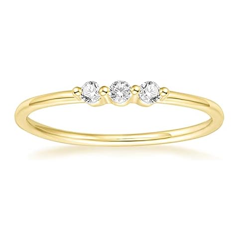 Titaniumcentral Women's Rings Slim Front Ring Gold 14K Gold Plated Cubic Zirconia Simple Engagement Rings Wedding Rings, zirconia Cover