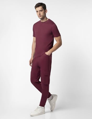 Image of FYLTR Men's Crewneck Terry Cotton Blend Co-ord Set | Half Sleeve T-shirt| Jogger with Side & Cargo Pockets | Tracksuit | Winter Co-ord set for Men