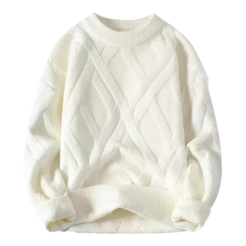 Men Vintage Twist Sweater Round Neck Solid Color Male Fit Knitted Pullover Loose Harajuku Sweaters