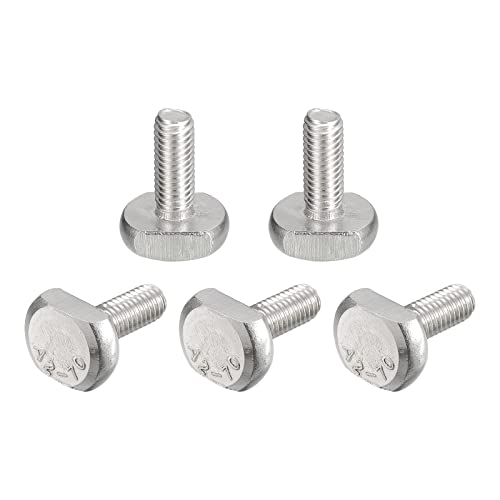 uxcell T-Slot Bolts, 5pcs M6x16mm T Slot Drop-in Stud Sliding Bolts 304 Stainless Steel T Shape Screws for T Track