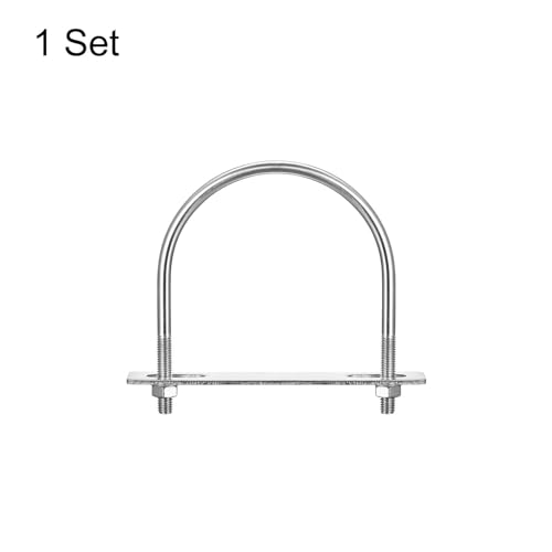 Image of TA-VIGOR M8 Round U Bolts, 102mm Inner Width 129mm Length 304 Stainless Steel U Bolts with Nut, Plate, Washer for Attaching Pipe, Conduit, Cable, Tube, Brackets, Boat and Trailer