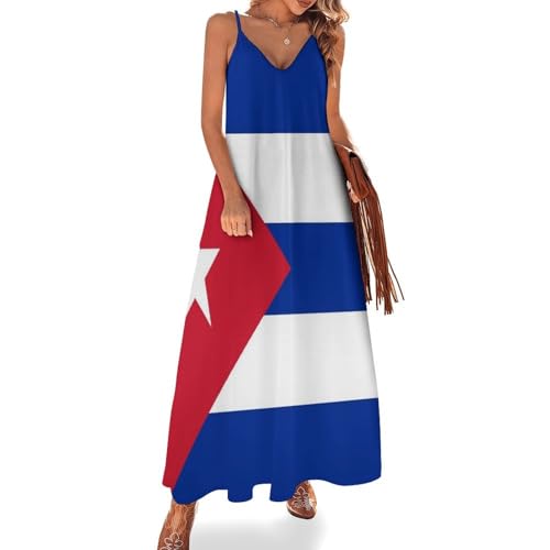 Robe bleu rayures stylées étoiles motif drapeau cubain au design bohème unique