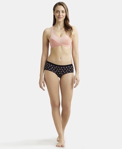 Image of Jockey 1378 Women Wirefree Padded Super Combed Cotton Elastane Stretch Full Coverage Racerback Active Bra with StayFresh and Moisture Move Treatment