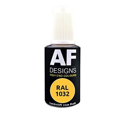 Alex Flittner Designs Pennarello a vernice RAL 1032, giallo brillante, opaco, 20 ml, vernice per ritocco acrilico, per riparazione, legno, metallo, mobili da bagno