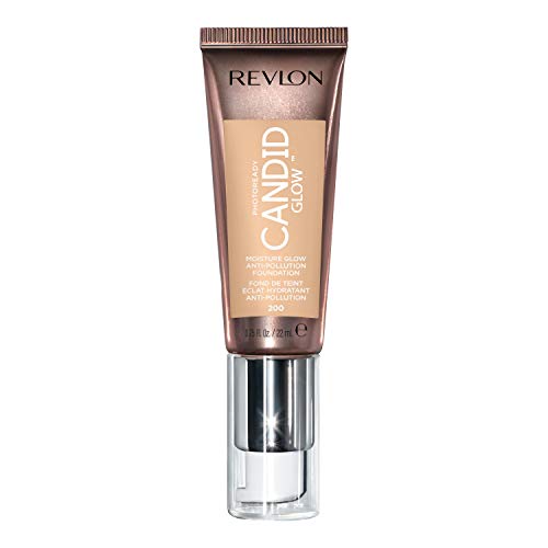 Revlon PhotoReady Candid Glow Moisture Glow Anti-Pollution Foundation with Vitamin E and Prickly Pear Oil, Anti-Blue Light Ingredients, without Parabens, Pthalates, and Fragrances, Nude, 0.75 oz