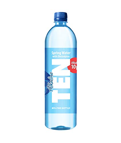 TEN Alkaline Spring Water, pH 10, High in Electrolytes,1 Liter/33.8 Fl Oz (Pack of 12)