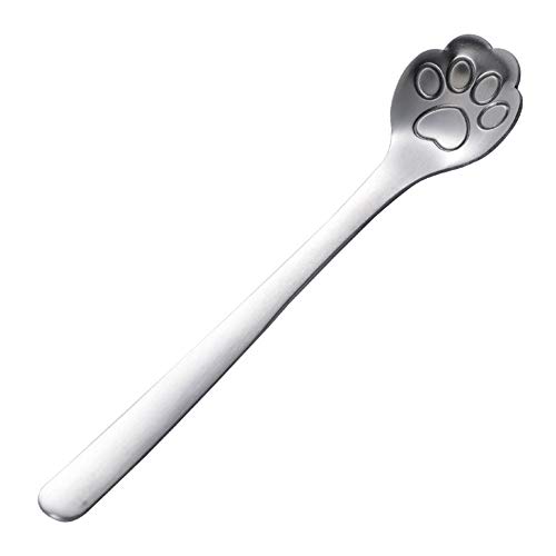 YSoutstripdu Löffel mit Pfotenabdruckmotiv, für Desserts, Kuchen, Edelstahl, für Kaffee, Getränke, Tee, Dessert, Küche, Mischen Teelöffel, Silber, nicht hohl