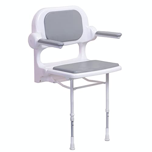 Akw International - Siege de douche rabattables Serie 2000 rembourre avec dossier et accoudoirs 460x415x622mm. gris Ref 02130P