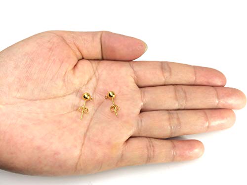 20pcs Hypoallergenic Earring Posts Stud Earrings 5mm Ball Post with Loops Earnut Backs Gold Plated Brass for Jewelry Making CF218-4