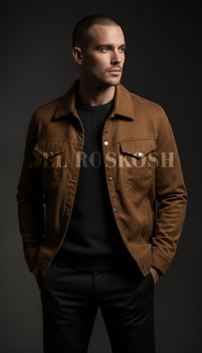 Image of Men's Suede Faux Leather Casual Standard Length Jacket Brown
