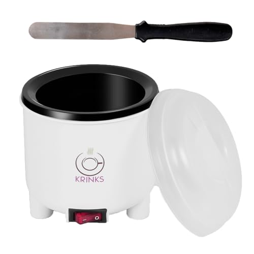 Image of KRINKS Wax Heater for Waxing for Women with Wax Applicator for Women | Wax Machine for Waxing | Easy to Use | Made in India | White Color, Pack of 1 Heater and 1 Spatula