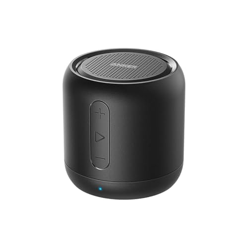 Anker soundcore Mini Alto-Falante Bluetooth Super Portátil com Rádio FM, 15 Horas de Reprodução, Alcance Bluetooth de 20m, Graves Reforçados, Microfone com Cancelamento de Ruído – Preto