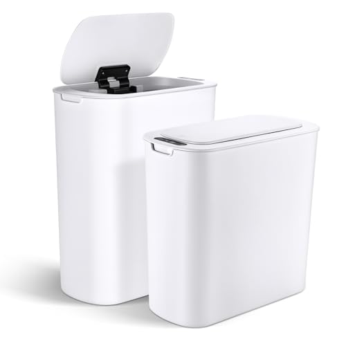 Caneca de basura blanca con sensor 2 unidades 5 y 2.6 gal