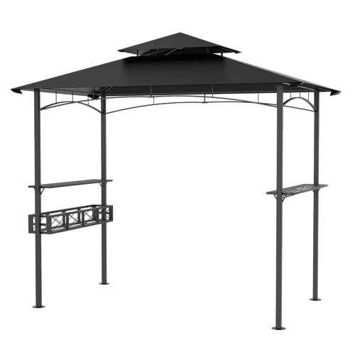 SUBTLETY Cenador para barbacoa, 245 x 153 x 250 cm, ignífugo, para jardín, con protección solar, doble techo y estantes, juego de cenadores para balcón, cocina exterior para fiestas, puestos de