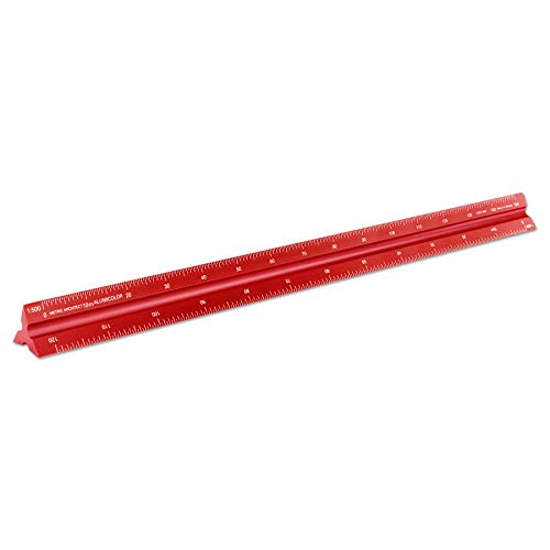 Image of Alumicolor Aluminum Architect Metric Solid Drafting Scale, 30 Centimeter, Red
