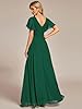 Ever-Pretty Women's Double V Neck A Line Ruffle Hem Backless High Low Chiffon Bridesmaid Dresses Vestidos Elegante Dark Green US04 #1