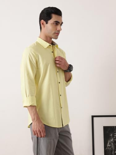 Image of Thomas Scott Men Premium Slim Fit Solid Cotton Twill Full Sleeve Shirt