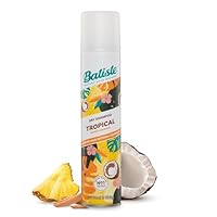Batiste Tropical Dry Shampoo 200mL - Fruity & Earthy Scent, Instantly Revitalise & Refresh Oily Hair, Non-Drying Formula, Adds Volume & Style, Travel-Friendly, Ideal for All Hair Types & Quick Results