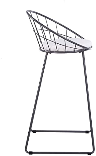 Ac Pacific ACBS37-29-GREY-N Nordic 30 Inch Modern Industrial Metal Bar Stools, Comfortable Faux Leather Seat Pad, Durable Steel Frame, Versatile Indoor Barstool thumb #4