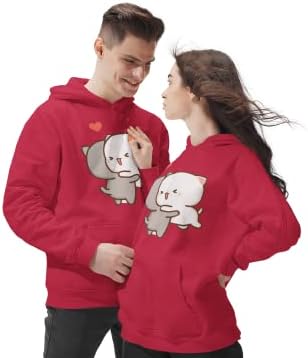 Looky Wooky Peach Goma Couple Sweatshirt | Couple Hoodie for Husband and Wife | Couple Gifts for Winter | Peach Goma Hoodies , Sweatshirt Couple Combo L Women XL