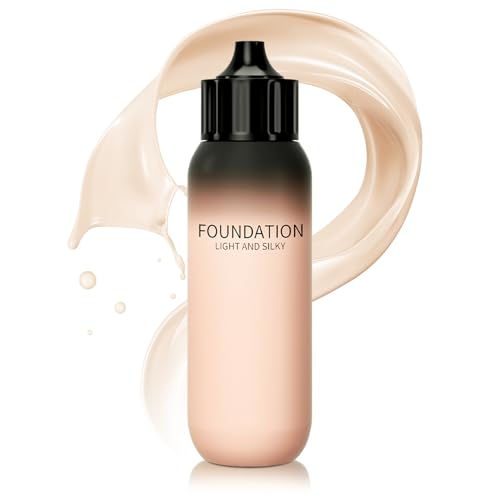 Full Coverage Liquid Foundation - Lightweight & Waterproof Moisturizing Foundation, Oil-Free & Nourishing Formula Concealer for Flawless and Long - Lasting Face Makeup & All Skin Types (#01 Ivory)