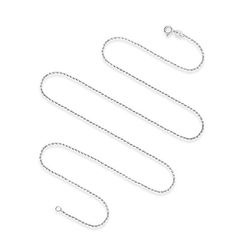 ARTURO ZETA Rhodium Plated 925 Sterling Silver 025 Gauge 18 Inch Diamond Cut Rope Chain Solid Italian Necklace for Men or Women (18 Inches)