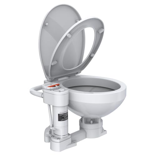 COMMODORE CM2RMT Electric Marine Toilet – Regular Size | Twist Flush, Soft-Close Seat, Built-In Macerator, Corrosion-Resistant Ceramic Bowl, 12V