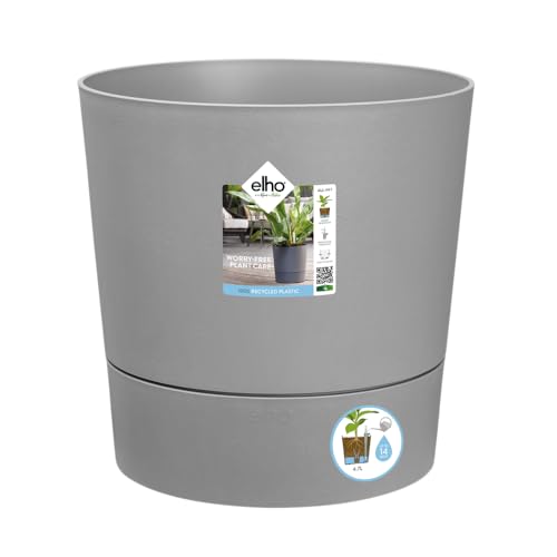 elho Greensense Aqua Care Rund 35 mit Integrierte Wasserspeicher - Blumentopf für Innen & Außen - 100% Recyceltem Plastik - Ø 34.5 x H 34.1 cm - Grau/Light Beton
