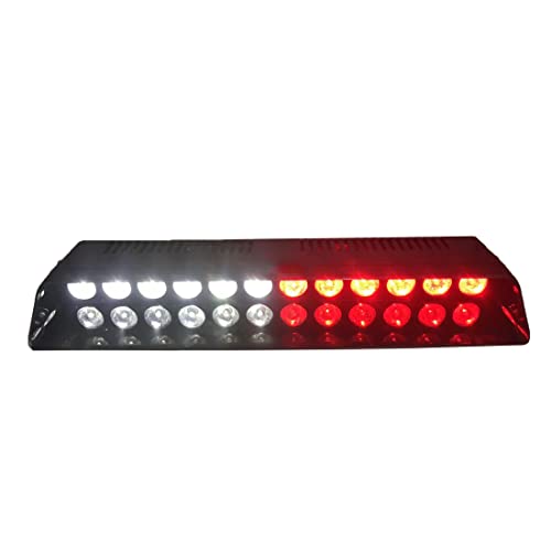 wecade® 12w 12 Leds Car Truck Emergency Strobe Flash Light Windshield Warning Light (Red/White)