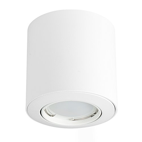 MiniSun | GU10 Gloss White Tiltable Surface Mounted Ceiling Spotlight Downlights | Ceiling Spots, Home Décor & Improvement Essential | Pack of 10 | Includes Bulb [Warm White]