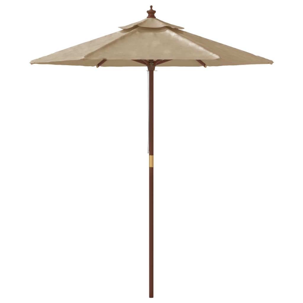 Parasol przeciwsłoneczny z drewnianym masztem w kolorze taupe 196 x 231 cm