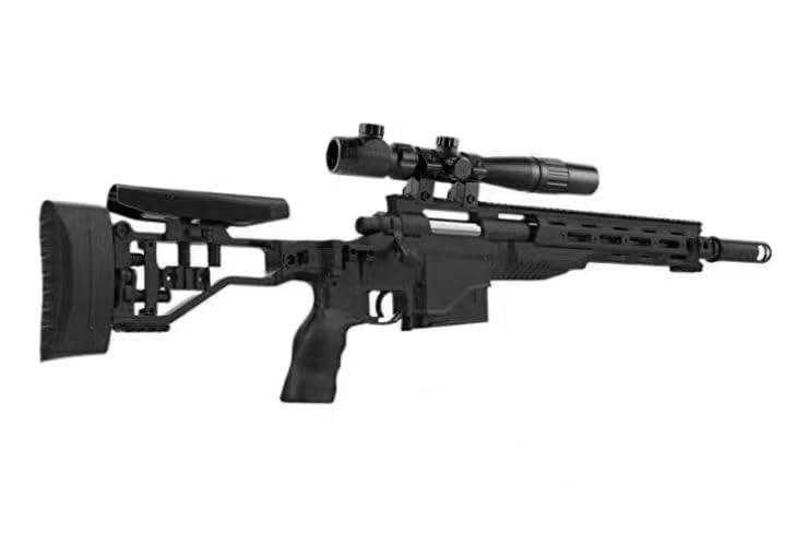 Rifle de Francotirador M40A6 de Nylon y Aleación, Disparo Manual con Expulsión Automática de Casquillos, Culata Plegable Ajustable, Alcance 15-20m, Visor Regulable para Juegos al Aire Libre