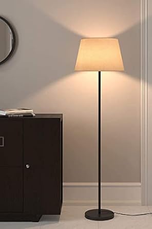 MZ Enterprises Floor Lamp Standing Modern Black 5ft Height off jute Lamp Shade 12 inches