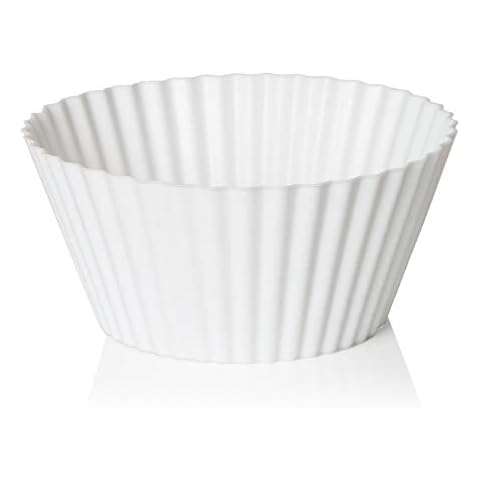 Silicone Muffin Cups | 7cm 6 Pack | White Colour | Reusable | Dishwasher Proof | BPA Free (6) Cover