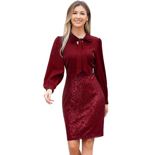 Robe de soirée femme longue manche pailletée vintage pour cocktail