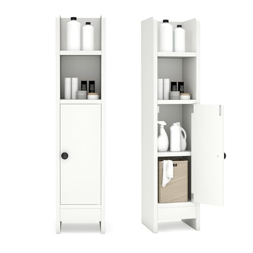 Tangkula Small Bathroom Storage Cabinet, Narrow Slim Corner Floor Cabinet
