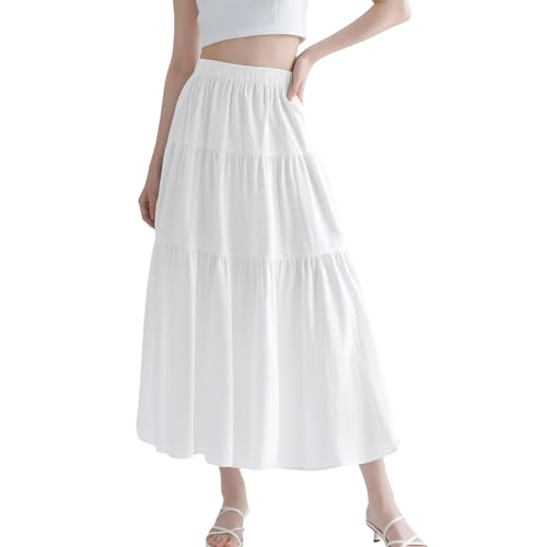 GWAWG Eleganter Maxirock für Damen, elastisch, hohe Taille, Lange...