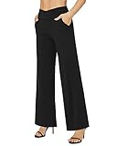 G4Free Wide Leg Pants for Women Flare Dress Yoga Pants with Pockets Stretch Lounge Business Casual Work Pants (Black, L)