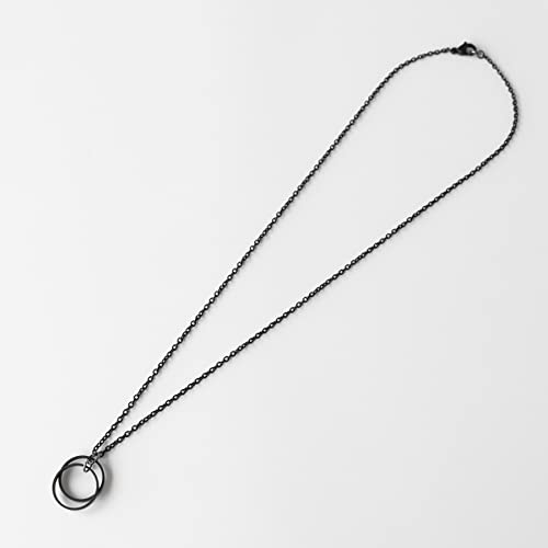 Men's Circle Pendant Necklace, Stainless Steel Chain And Black Plated Brass Double Round Pendant Necklace, Handmade Tribal Boho Geometric Jewelry For Guys By Magoo #TOP4