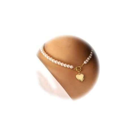 YOUFENG Pearl Heart Locket Necklace Cover