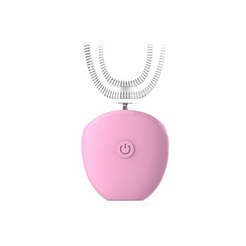 Faule U-Typ, induktive Aufladung Weibliches elektrisches Zahnfleisch Männliche Schallzahnbürste Erwachsene Kinder,Rosa