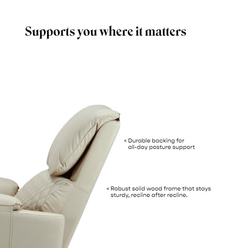 Image of SleepyCat Enso Motorised Recliner I Motorised Single Recliner I Ultimate Lounging Sofa I Ergonomic Design I Contouring Support I Premium Upholstery I Premium Leatherette I Sand Beige