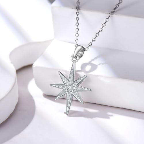 Diamond North Star Necklace 925 Sterling Silver Lab Diamonds Star Pendant Jewelry for Women2