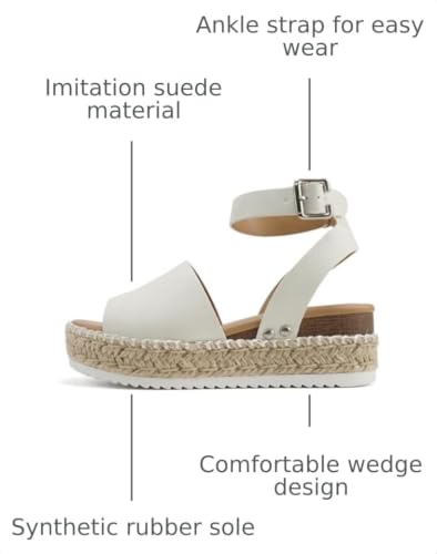 Image of Soda Topic Open Toe Buckle Ankle Strap Espadrilles Flatform Wedge Casual Sandal