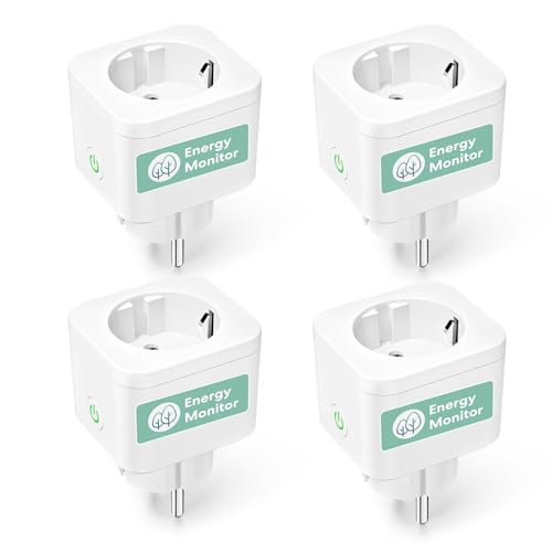 Meross Enchufe Inteligente con Mide el Consumo, Tomada Inteligente 16A con Control Remoto y por Voz, Temporizador, Enchufe WiFi Compatible con Alexa, Google Home y SmartThings, 4 Pcs