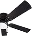 Prominence Home Benton Traditional 52 Inch Ceiling Fan with Light, LED Flush Mount Ceiling Fan, Indoor Fan with 5 Blades, Matte Black and Gray Cedar Blade Finish Options, Matte Black (50853-01)