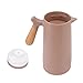 Termo de Vacío de Doble Pared de 1 Litro, Jarra de Café Térmica Colectiva, Pantalla de Temperatura, Dispensador de Café de Aislamiento Al Vacío de Doble Capa con Mango de Madera para el(Marrón)