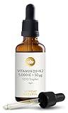 SUNDAY NATURAL® Vitamin D3 K2 Tropfen hochdosiert – Premium Vitamin D 3 20.000IE + K2-MK7 ≥99,8 %+ all-trans 50µg – Vegan, optimale Bioverfügbarkeit, ohne weitere Zusätze