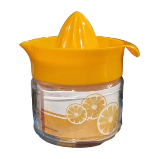 PARENCE - Exprimidor de Limón Manual 300ccm - Resistente Prensa de Frutas de Plástico + Vidrio con Envase - Color Aleatorio